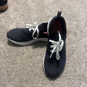 New Balance Black Knit Lace-Up Sneakers with White Soles